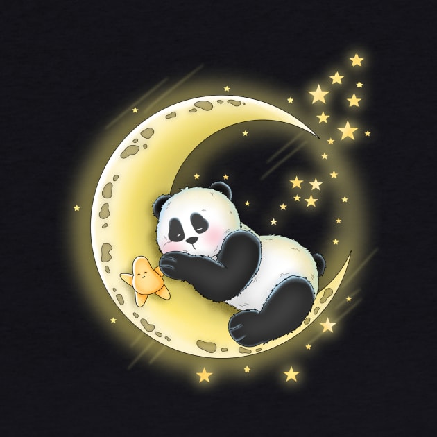 Panda Sleeping On Moon by Athikan